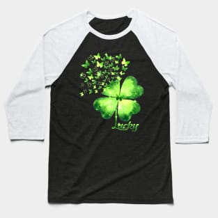 Butterfly Lucky Clover Shamrock St Patricks Day Baseball T-Shirt